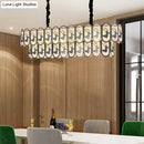 DecorBites™ Contemporary Oval Nickel Over Island Lighting - Crystal Suspension Light (10 Lights)