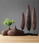 Contemporary light brown resin vase living room organic grooved decor