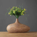 Contemporary light brown resin vase living room organic grooved decor