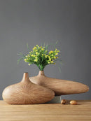 Contemporary light brown resin vase living room organic grooved decor