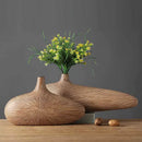 Contemporary light brown resin vase living room organic grooved decor