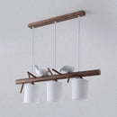 DecorBites™ Contemporary Wood Island Pendant with Nutcracker Design and Cylindrical Glass Shades - Set of 3 Lights