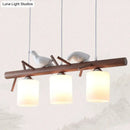 DecorBites™ Contemporary Wood Island Pendant with Nutcracker Design and Cylindrical Glass Shades - Set of 3 Lights