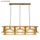 DecorBites™ Contemporary Wooden Beige Hanging Light - Rectangular Cage Island Lamp for Restaurants