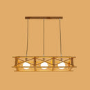 DecorBites™ Contemporary Wooden Beige Hanging Light - Rectangular Cage Island Lamp for Restaurants