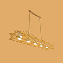 DecorBites™ Contemporary Wooden Beige Hanging Light - Rectangular Cage Island Lamp for Restaurants