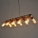 DecorBites™ Copper and Black Industrial Kitchen Island Pendant Light with Symmetric Piping and 10 Bulbs