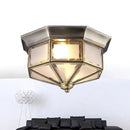 Retro brass octagonal copper ceiling lamp for living room glass light