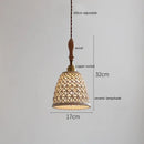 DecorBites™ Copper Ceramic LED Pendant Lamp with Wood Handle for Home Decor