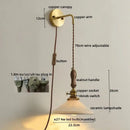 Vintage brass and dark wood led wall lamps bedroom glass sconce