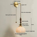 Vintage brass and dark wood led wall lamps bedroom glass sconce