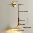 Vintage brass and dark wood led wall lamps bedroom glass sconce