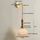Vintage brass and dark wood led wall lamps bedroom glass sconce