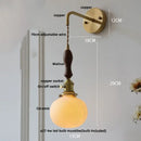 DecorBites™ Copper Ceramic LED Wall Light Fixture Pull Chain Switch Modern Wall Lamp