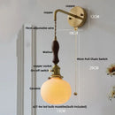 DecorBites™ Copper Ceramic LED Wall Light Fixture Pull Chain Switch Modern Wall Lamp