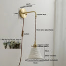 Vintage brass and ceramic led wall light bedroom sconce