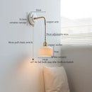 Vintage brass ceramic led wall light with ribbed glass living room