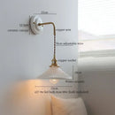 Vintage brass ceramic led wall light with ribbed glass living room