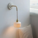 Vintage brass ceramic led wall light with ribbed glass living room