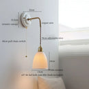 Vintage brass ceramic led wall light with ribbed glass living room