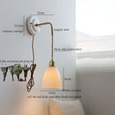 Vintage brass ceramic led wall light with ribbed glass living room