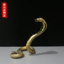 Golden brass cobra zodiac snake statue living room decor