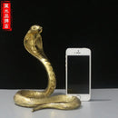 Golden brass cobra zodiac snake statue living room decor