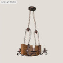 DecorBites™ Copper Metal Pendant Lamp with Wood Beam - Island Lighting for Warehouse - 4 Lights