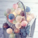 Pastel crackled spherical cotton garland led string lights bedroom