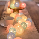 Pastel crackled spherical cotton garland led string lights bedroom