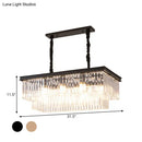 DecorBites™ Country Dining Room Island Lamp with Rectangular Crystal Shade - 8 Bulbs Hanging Light Kit
