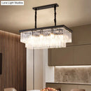 DecorBites™ Country Dining Room Island Lamp with Rectangular Crystal Shade - 8 Bulbs Hanging Light Kit