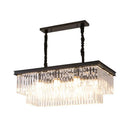 DecorBites™ Country Dining Room Island Lamp with Rectangular Crystal Shade - 8 Bulbs Hanging Light Kit