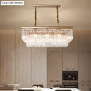 DecorBites™ Country Dining Room Island Lamp with Rectangular Crystal Shade - 8 Bulbs Hanging Light Kit