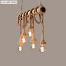 DecorBites™ Country Hemp Rope Pendant Lighting with Bamboo Stick - 6 Bulbs, Brown Finish