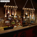 DecorBites™ Country Hemp Rope Pendant Lighting with Bamboo Stick - 6 Bulbs, Brown Finish