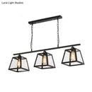 DecorBites™ Countryside Clear Glass Island Pendant Light with Black Frame - 3 Bulbs