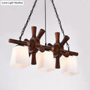 Rustic wood and white glass pendant light dining room 3 bulb e26 e27