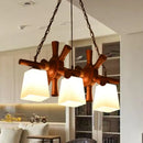 Rustic wood and white glass pendant light dining room 3 bulb e26 e27