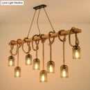 Rustic countryside mesh hanging pendant lamp dining room wood beam