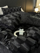 Decorbites cozy faux rabbit fur bedding set black & grey bedroom