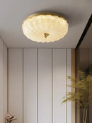 Decorbites cream air ceiling lamp for bedroom gold ribbed glass