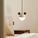 Decorbites cream glass led pendant light with wood ears for bedroom