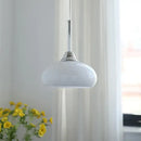 Decorbites cream glass oval pendant light dining room chrome hardware