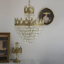 Decorbites crown crystal chandelier gold pendant light for bedroom