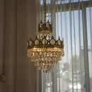 Decorbites crown crystal chandelier gold pendant light for bedroom