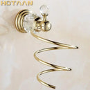 Decorbites crystal bathroom gold spiral stand hair dryer holder