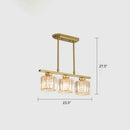 DecorBites™ Crystal Block 3-Light Pendant - Linear Dining Room Island Lamp Fixture