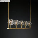DecorBites™ Crystal Brass Island Light with 5 Beveled Bulbs - Modern Ceiling Suspension Lamp