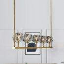 DecorBites™ Crystal Brass Island Light with 5 Beveled Bulbs - Modern Ceiling Suspension Lamp